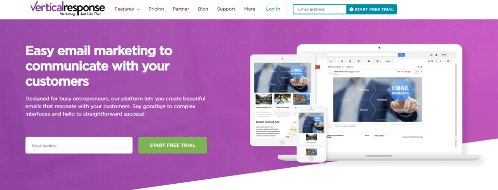 VerticalResponse Homepage Snapshot